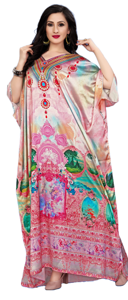 Digital Printed With Stone Work NAZAKAT Kaftan For Casual Wear - Jisha ...